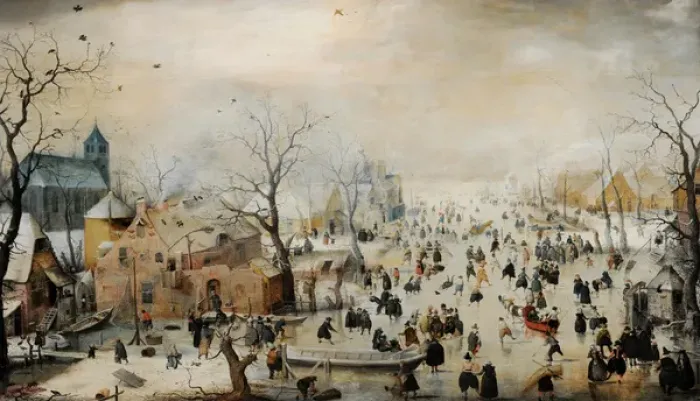 Framed Print : Winter Landscape with Ice Skaters, c. 1608, by Hendrick Aver Framed Print : Winter Landscape with Ice Skaters, c. 1608, by Hendrick Aver
