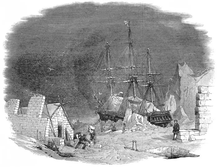 Framed Print : Winter Quarters, Arctic Explorers, c. 1849 Framed Print : Winter Quarters, Arctic Explorers, c. 1849