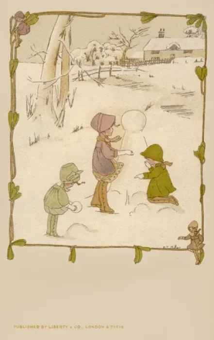 Framed Print : Winter scene. Building a snowman Framed Print : Winter scene. Building a snowman