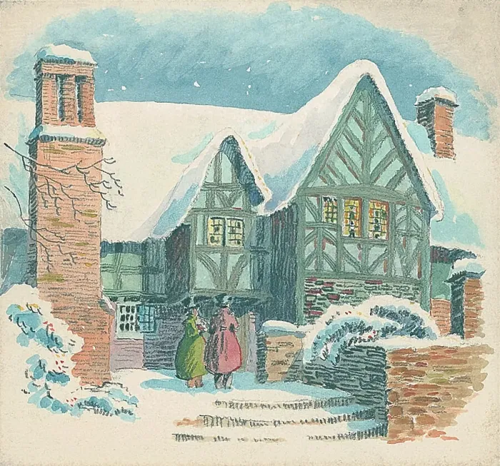 Framed Print : Winter scene (Carol Singing?) Framed Print : Winter scene (Carol Singing?)