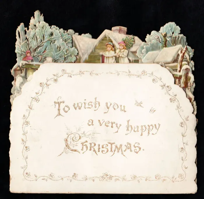 Framed Print : Winter scene on a cutout Christmas card Framed Print : Winter scene on a cutout Christmas card