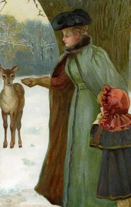 Framed Print : Winter scene with deer Framed Print : Winter scene with deer