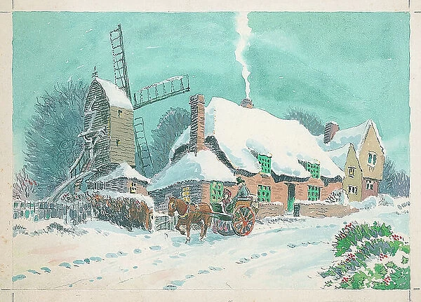 Winter scene with horse and cart (Windmill)