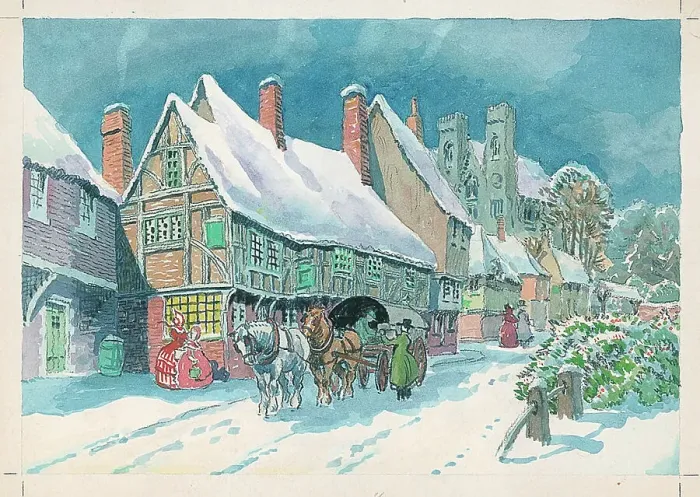 Framed Print : Winter scene with horses and cart Framed Print : Winter scene with horses and cart