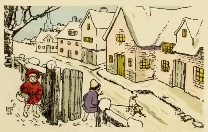 Framed Print : Winter scene in a village Framed Print : Winter scene in a village