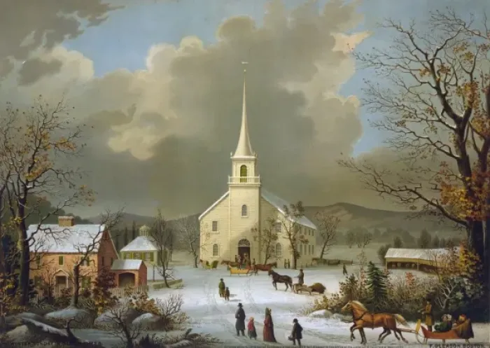Framed Print : Winter Sunday in olden times Framed Print : Winter Sunday in olden times