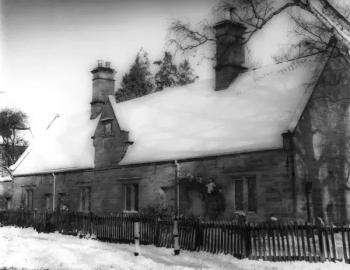 Framed Print : Wintery Almshouses Framed Print : Wintery Almshouses