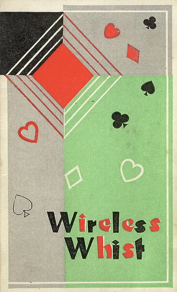 Wireless Whist playing cards scorecard, Art Deco design