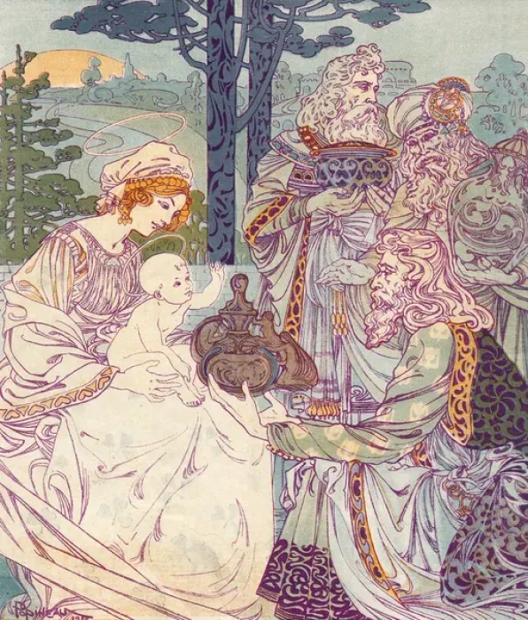 Framed Print : Three Wise Men visiting Mary and the Christ Child Framed Print : Three Wise Men visiting Mary and the Christ Child