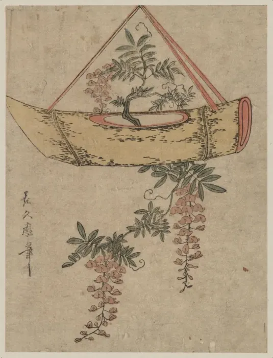 Framed Print : Wisteria in a boat-shaped flower container Framed Print : Wisteria in a boat-shaped flower container
