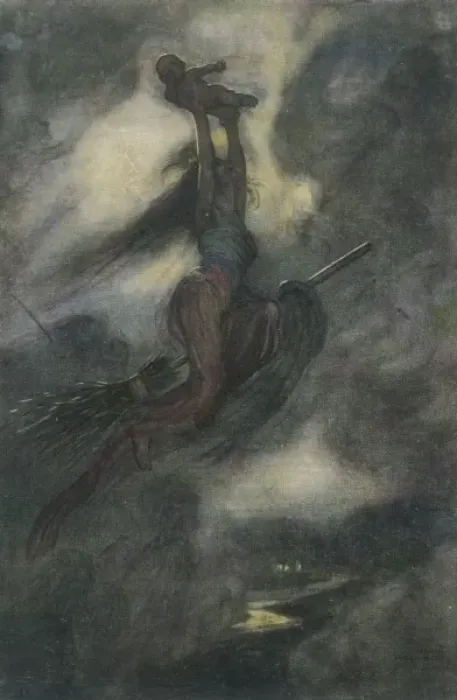 Framed Print : Witch Abducts a Child