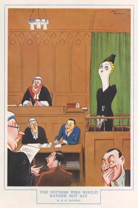 Framed Print : The Witness Who Would Rather Not Say by H. M. Bateman Framed Print : The Witness Who Would Rather Not Say by H. M. Bateman