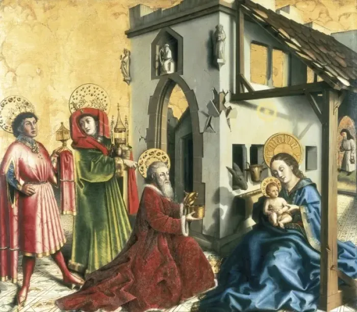 Framed Print : Witz, Konrad (1400-1445). The Adoration of Framed Print : Witz, Konrad (1400-1445). The Adoration of