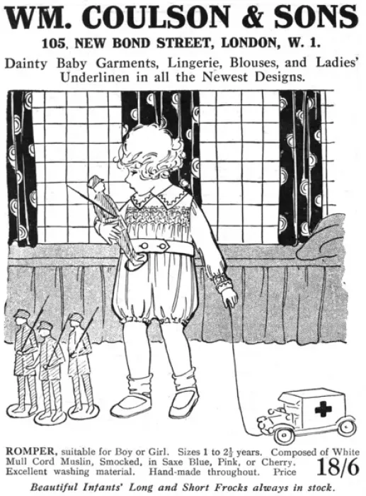 Framed Print : Wm Coulson, childrens clothing advert, WW1 Framed Print : Wm Coulson, childrens clothing advert, WW1