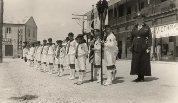 Framed Print : Wolf cubs waiting for scouts, church parade, Bermuda Framed Print : Wolf cubs waiting for scouts, church parade, Bermuda