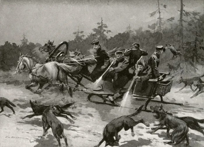 Framed Print : A wolf hunt - Russia Framed Print : A wolf hunt - Russia