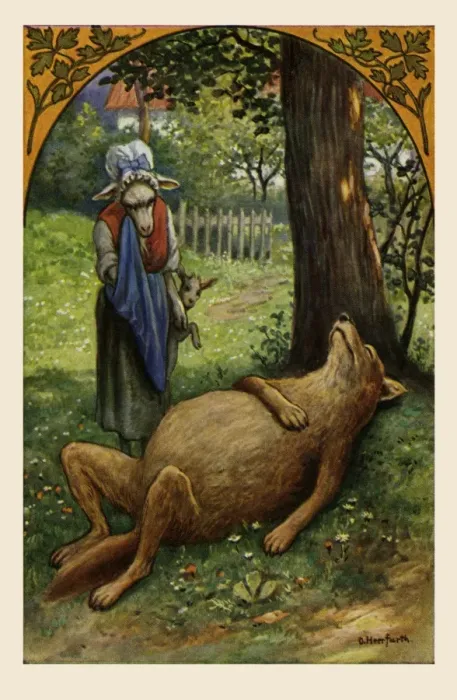 Framed Print : The Wolf & the Seven Kids Framed Print : The Wolf & the Seven Kids