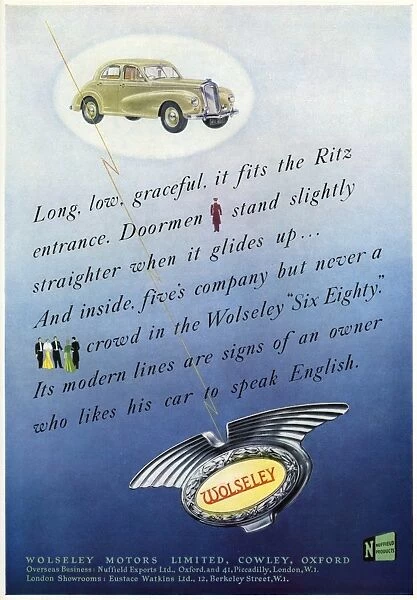Wolseley car advertisement, 1950