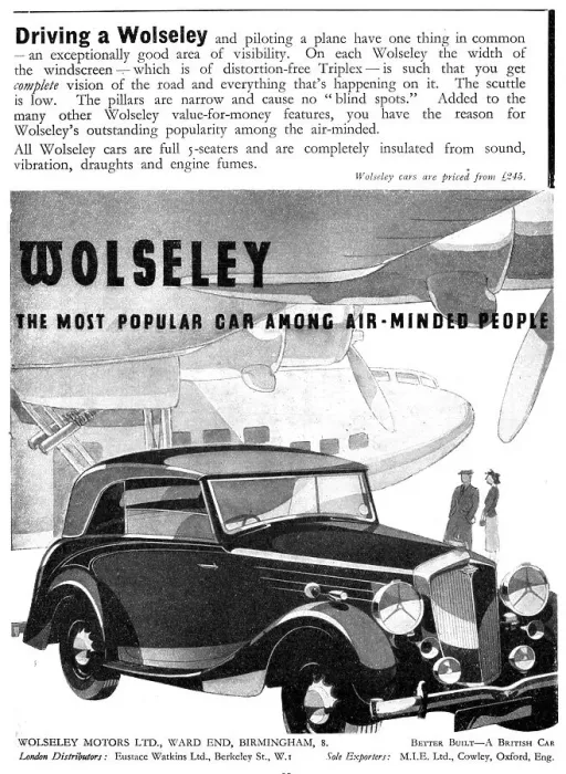 Framed Print : Wolseley Cars 1938 Advert Framed Print : Wolseley Cars 1938 Advert