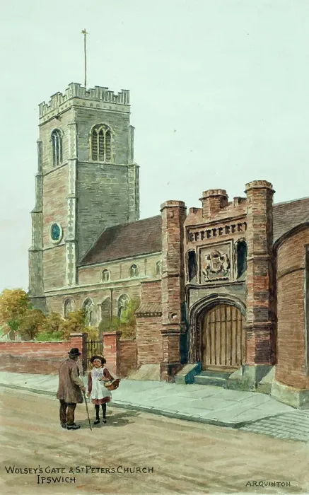 Framed Print : Wolsey's Gate and St Peter's Church, Ipswich, Suffolk Framed Print : Wolsey's Gate and St Peter's Church, Ipswich, Suffolk