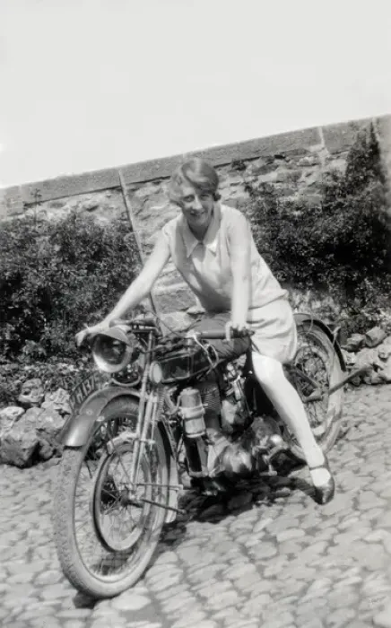 Framed Print : Woman on 1921 Sunbeam motorcycle Framed Print : Woman on 1921 Sunbeam motorcycle
