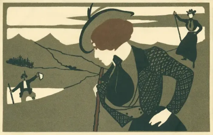 Framed Print : Woman in alpine scene Framed Print : Woman in alpine scene