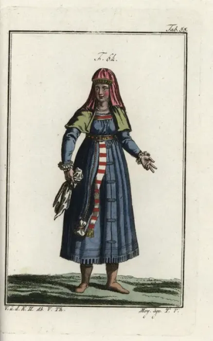 Framed Print : Woman of Alsace, with her purse hanging Framed Print : Woman of Alsace, with her purse hanging