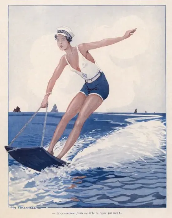 Framed Print : Woman Aquaplaning 1928 Framed Print : Woman Aquaplaning 1928
