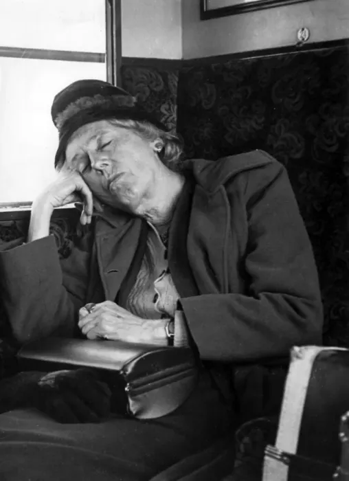 Framed Print : Woman asleep on a train Framed Print : Woman asleep on a train