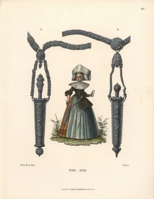 Framed Print : Woman from Augsburg in mid 18th century fashion Framed Print : Woman from Augsburg in mid 18th century fashion