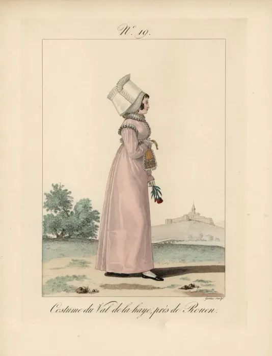 Framed Print : Woman in bavolet bonnet and costumer of Val-de-la-Haye Framed Print : Woman in bavolet bonnet and costumer of Val-de-la-Haye