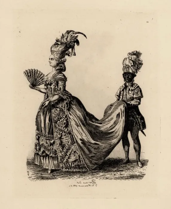 Framed Print : Woman with black page, era of Marie Antoinette Framed Print : Woman with black page, era of Marie Antoinette