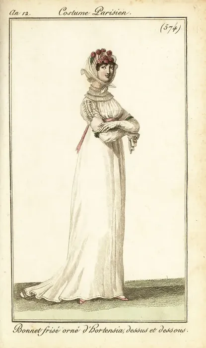 Framed Print : Woman in a bonnet adorned with hydrangeas, Paris, 1804 Framed Print : Woman in a bonnet adorned with hydrangeas, Paris, 1804