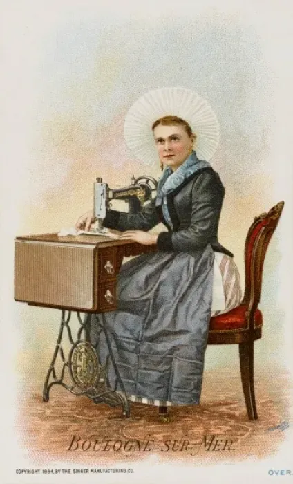 Framed Print : A Woman from Boulogne using a Singer Sewing Machine Framed Print : A Woman from Boulogne using a Singer Sewing Machine