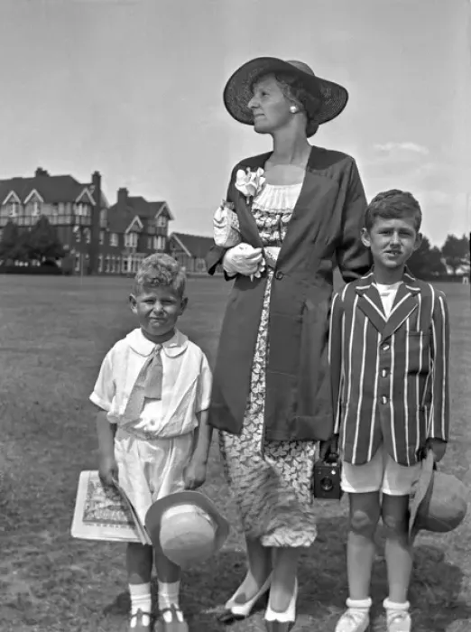 Framed Print : Woman and two boys in their best clothes Framed Print : Woman and two boys in their best clothes