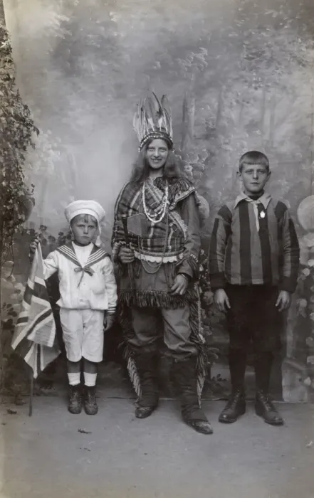 Framed Print : Woman and two boys in studio photo Framed Print : Woman and two boys in studio photo