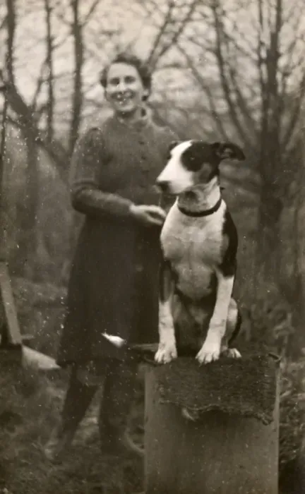Framed Print : Woman with Bull Terrier Framed Print : Woman with Bull Terrier