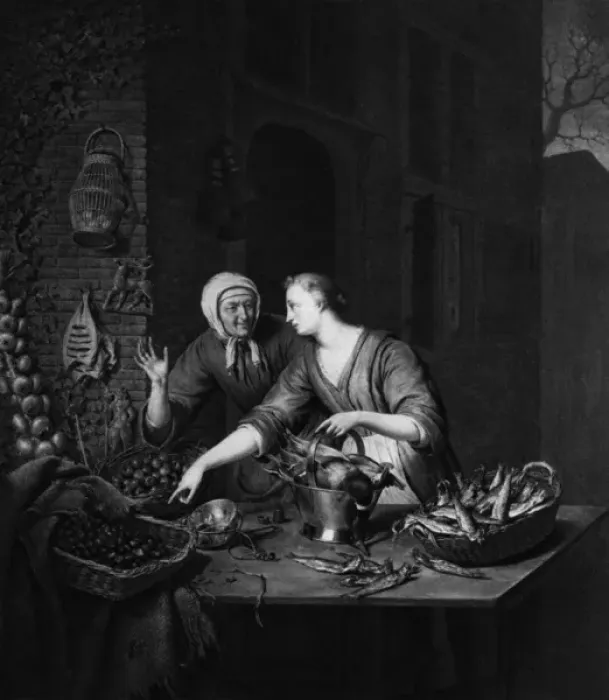 Framed Print : A woman buying food from a street vender Framed Print : A woman buying food from a street vender