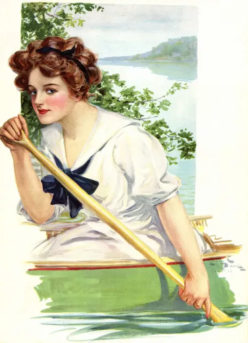 Framed Print : Woman Canoeing Date: 1900 Framed Print : Woman Canoeing Date: 1900