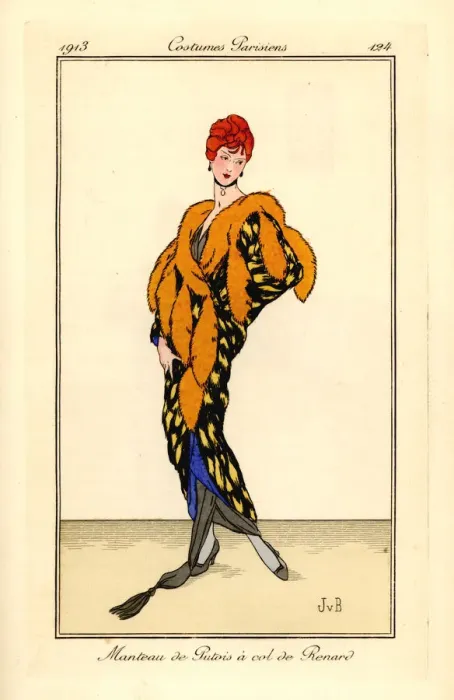 Framed Print : Woman in a cape of polecat fur with a fox fur collar Framed Print : Woman in a cape of polecat fur with a fox fur collar