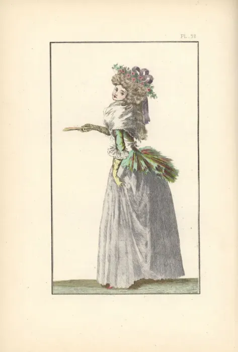Framed Print : Woman in caraco and petticoat, 1788 Framed Print : Woman in caraco and petticoat, 1788