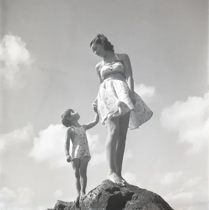 Framed Print : Woman and child on a rock Framed Print : Woman and child on a rock