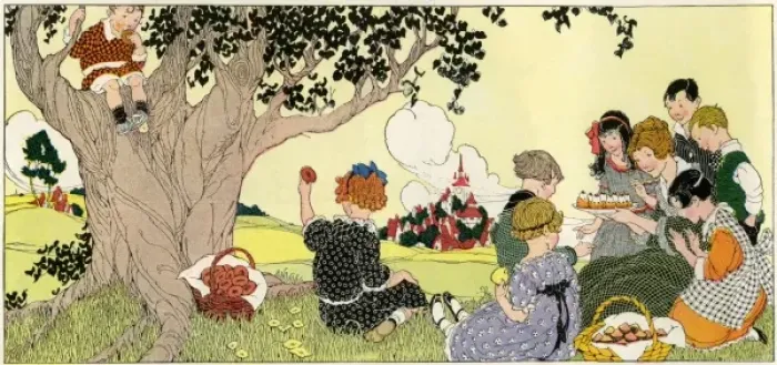 Framed Print : Woman and children picnicking Framed Print : Woman and children picnicking