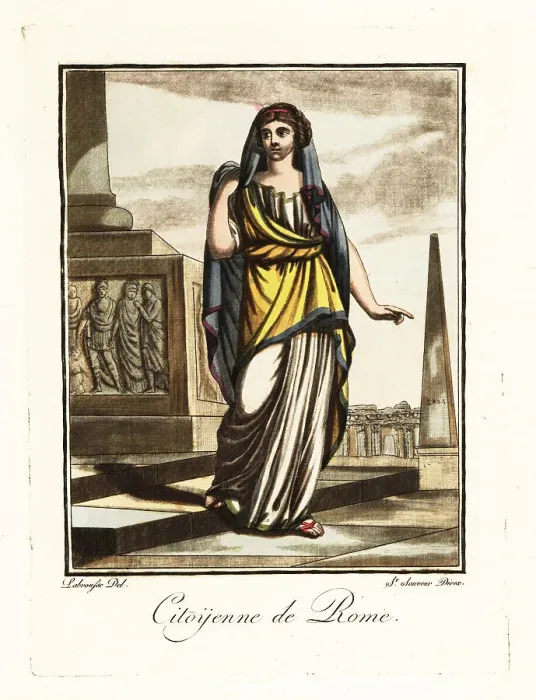 Framed Print : Woman citizen of Rome in palla and stola, ancient Rome Framed Print : Woman citizen of Rome in palla and stola, ancient Rome