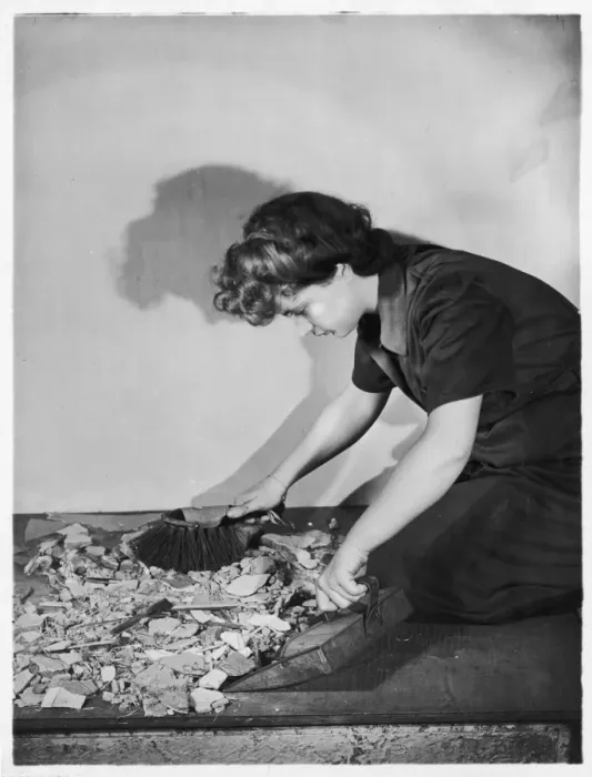 Framed Print : Woman Clears Bomb Rubble Framed Print : Woman Clears Bomb Rubble