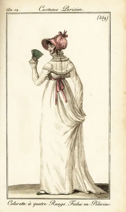 Framed Print : Woman in collar with four frills, kerchief capelet, Paris, 1804 Framed Print : Woman in collar with four frills, kerchief capelet, Paris, 1804