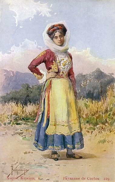 Woman from Corfu in traditional attire