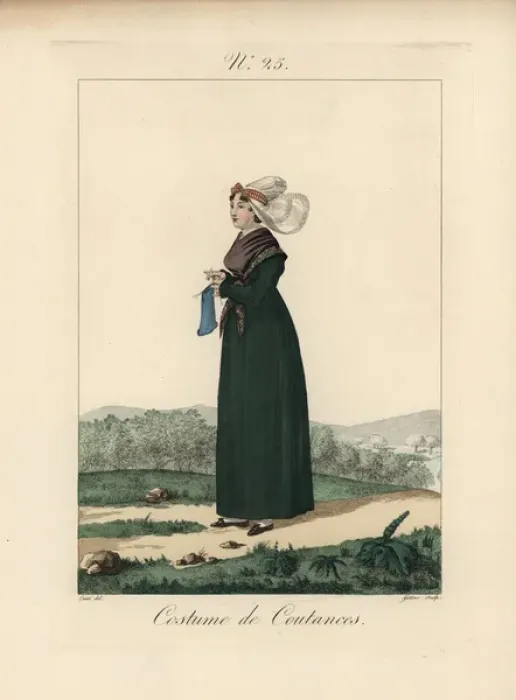Framed Print : Woman in the costume of Coutances in bonnet Framed Print : Woman in the costume of Coutances in bonnet