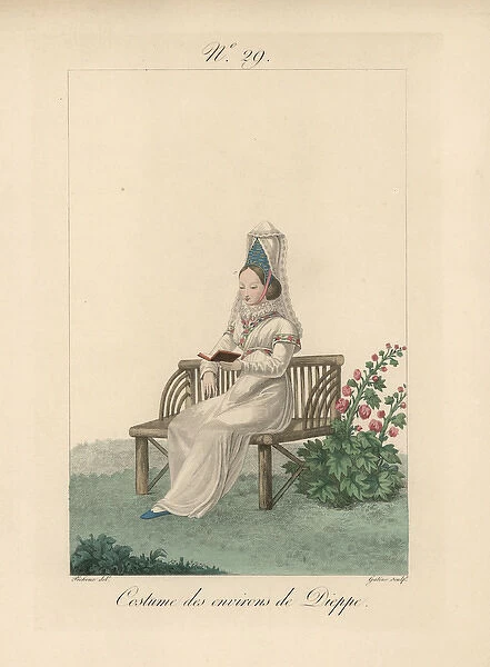 Woman in costume of the Dieppe area She wears