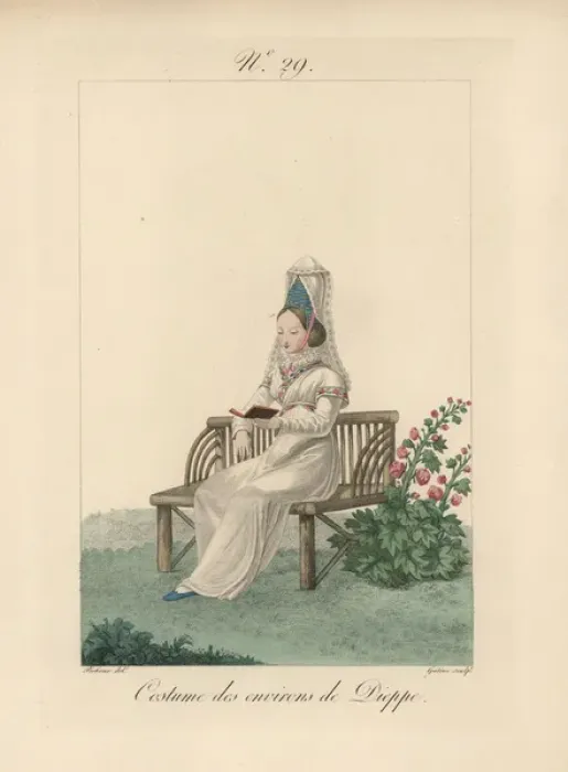 Framed Print : Woman in costume of the Dieppe area She wears Framed Print : Woman in costume of the Dieppe area She wears